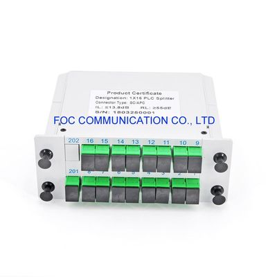Pérdida de inserción baja del SC APC 1×16 del divisor del PLC de la fibra de PON FTTX 1650nm