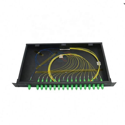 divisor pasivo 1 RU 19&quot; del PLC de 1x16 FTTH SC APC PDL bajo del soporte de estante