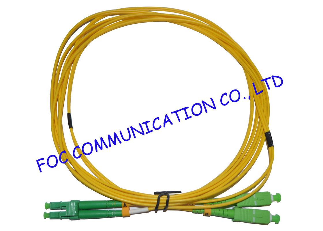 Cordón de remiendo ignífugo de la fibra óptica del SM G.652D LC/APC - chaqueta del SC/de APC LSZH